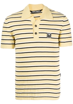 Palm Angels logo-patch striped terry polo shirt - Yellow