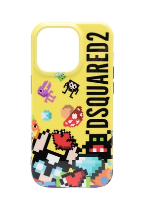 DSQUARED2 pixelated-print iPhone 14 case - Yellow