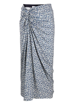 MARANT ÉTOILE graphic-print draped midi skirt - Blue