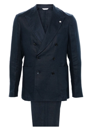 Manuel Ritz double-breasted linen suit - Blue