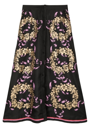Cynthia Rowley floral-print silk skirt - Black
