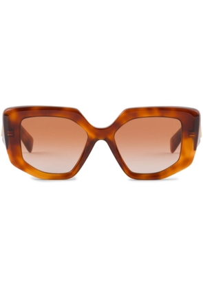 Prada Eyewear enamel triangle logo oversize-frame sunglasses - Brown
