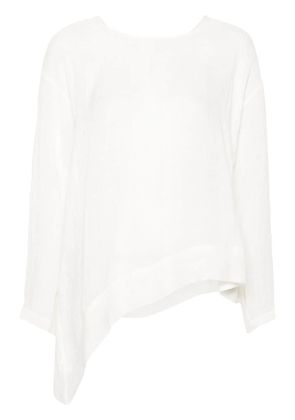 MAURIZIO MYKONOS floral-lace detail asymmetric blouse - White