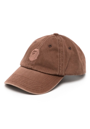 A BATHING APE® logo-embroidered cotton baseball cap - Brown