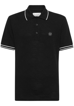 Philipp Plein logo-appliqué cotton polo shirt - Black