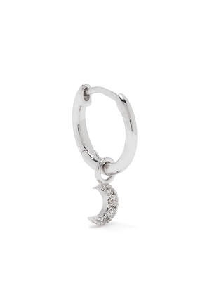 Djula 18kt white gold diamond single moon hoop earring - Silver