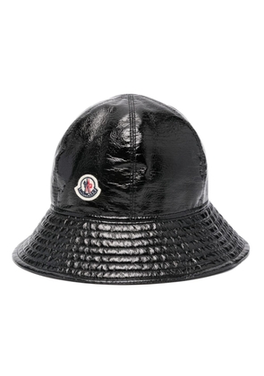Moncler logo-patch high-shine bucket hat - Black