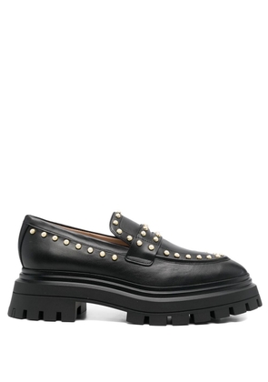 Stuart Weitzman Bedford 40mm faux-pearl embellished loafers - Black