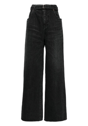 sacai wide-leg belted jeans - Black