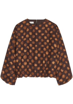 DRIES VAN NOTEN graphic-print silk blouse - Brown
