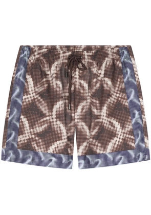 DRIES VAN NOTEN chain-print swim shorts - Brown