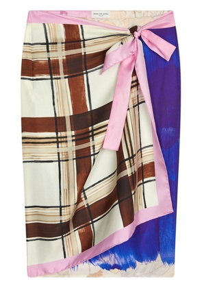DRIES VAN NOTEN wrap-design silk midi skirt - Neutrals