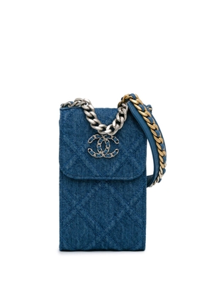 CHANEL Pre-Owned 2021 Denim 19 Phone Holder with Chain satchel - Blue