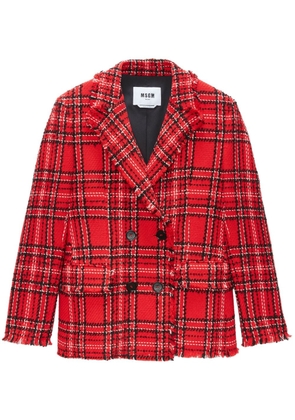 MSGM check double-breasted blazer - Red