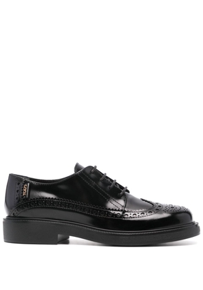 Tod's logo-tag leather brogues - Black