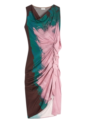 DRIES VAN NOTEN abstract-print silk dress - Pink