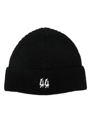 44 LABEL GROUP embroidered-logo ribbed-knit beanie - Black