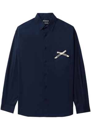 Jacquemus bow-detail long-sleeve cotton shirt - Blue