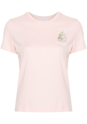 Casablanca logo-print organic-cotton T-shirt - Pink