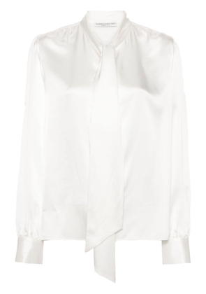 Alessandra Rich pussy-bow collar silk blouse - White