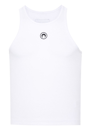 Marine Serre Crescent-Moon-embroidery tank top - White