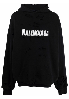 Balenciaga Caps Destroyed hoodie - Black