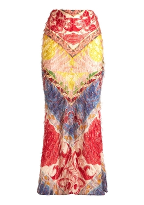 ETRO fringed printed maxi skirt - Red