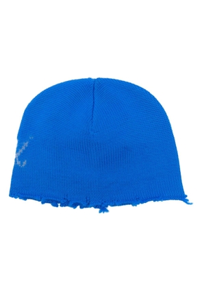 Marni intarsia-logo wool beanie - Blue