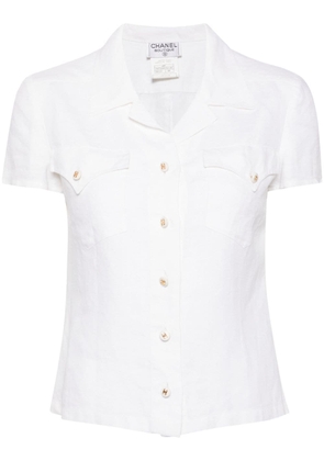 CHANEL Pre-Owned 1997 camp-collar linen shirt - White