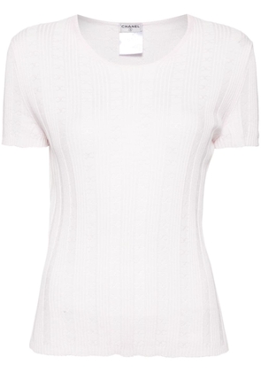 CHANEL Pre-Owned 2005 CC pointelle-knit T-shirt - Pink