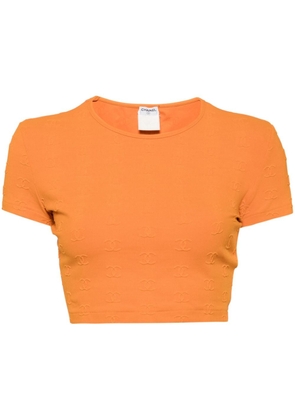 CHANEL Pre-Owned 1990-2000s CC-embroidered cropped T-shirt - Orange