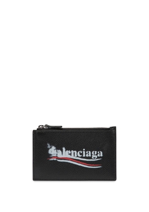 Balenciaga logo-print leather wallet - Black