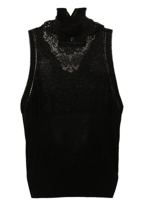 Ermanno Scervino lace-panel fine-knit top - Black