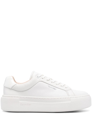 Calvin Klein logo-lettering leather sneakers - White