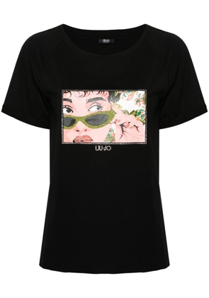 LIU JO illustration-print jersey T-shirt - Black