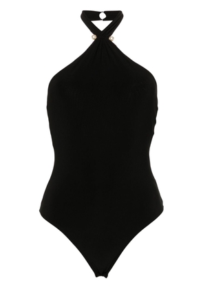 NISSA faux-pearl halterneck bodysuit - Black