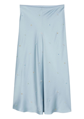 Anna October bead-detailed satined midi skirt - Blue