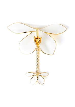 Shanghai Tang Ginger Flower crystal-embellished brooch - Gold