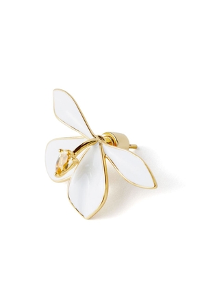 Shanghai Tang Ginger Flower enamel stud earrings - Gold
