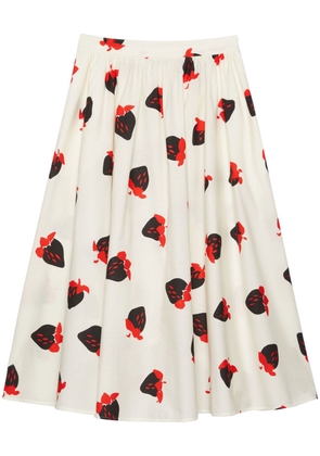 MSGM strawberry-print pleated skirt - Neutrals