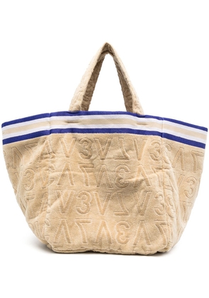 V°73 logo-embroidery towelled tote bag - Neutrals