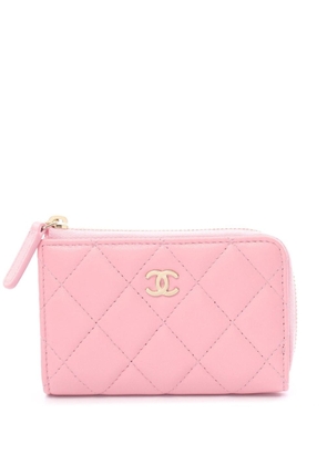 CHANEL Pre-Owned 2021 diamond-quilted leather wallet - Pink