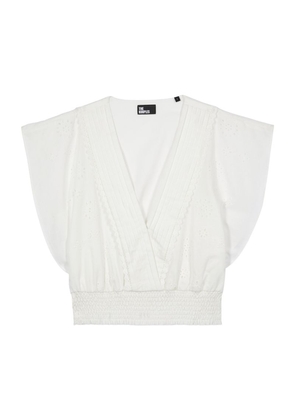 The Kooples Smocked Broderie Anglaise Top