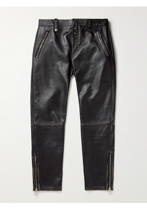 Alexander McQueen - Slim-Fit Zip-Detailed Leather Trousers - Men - Black - IT 48