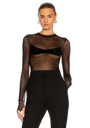 SAMI MIRO VINTAGE Mesh Bodysuit in Black - Black. Size XS (also in ).