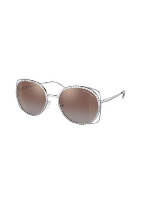 Michael Kors Rialto Caramel Silver Flash Round Ladies Sunglasses MK1118B 11536K 57