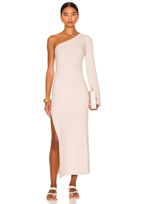 Weekend Stories Keane One Shoulder Midi Dress in Ivory - Ivory. Size L (also in ).