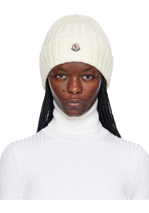 Moncler White Patch Beanie