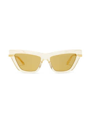 Bottega Veneta Combi Cat Eye Sunglasses in Transparent Light Yellow - Metallic Gold. Size all.