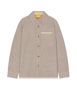 Guest In Residence Tweed Work Shirt in Oatmeal  Magenta  & Forest - Beige. Size S (also in ).